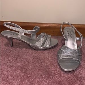 Silver sparkly heels